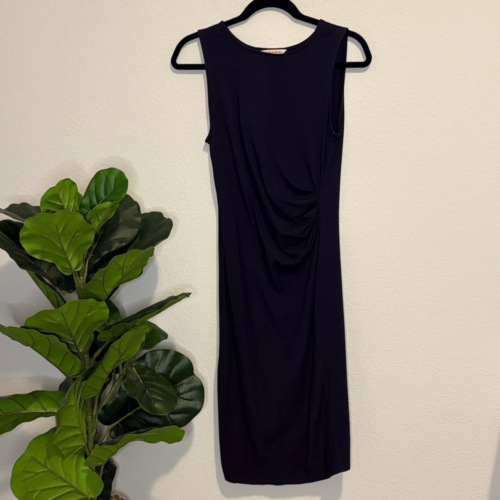 Brooks Brothers Elegant navy blue Midi Dress with rouched waist Small